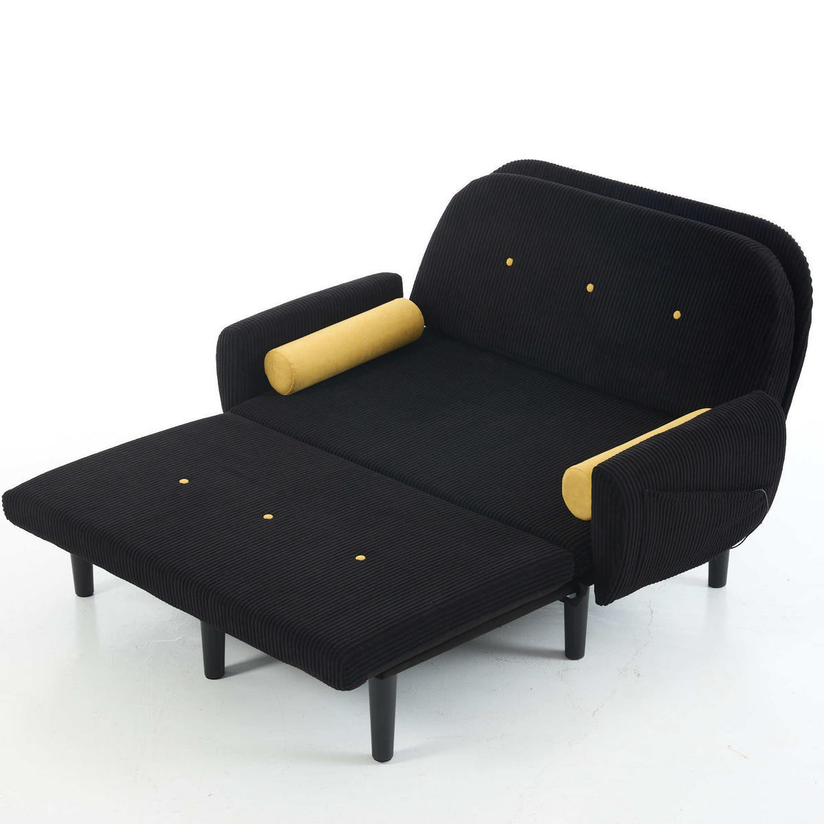 SOFA mit verstellbarer Rückenlehne Cord Schwarz inklusive 2 Kissen - Schwarz, Kunststoff (77/85/133.5cm) - Meubliv