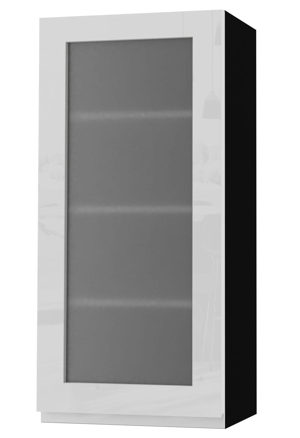 HÄNGESCHRANK Florence W4S/45 Schwarz / RAL 9003 signalweiß HG 45 / 32,5 / 96cm - Türanschlag links - Weiß Hochglanz/Schwarz, Holz/Holzwerkstoff (45/96/32.5cm) - Feldmann-Wohnen