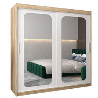 SCHWEBETÜRENSCHRANK 200/200/62 2-türig - Silberfarben/Weiß, Holz/Kunststoff (200/200/62cm) - Abiks Möbel