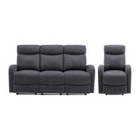 COUCHGARNITUR mit Sessel - 4 Personen - stoff - grau Evelyn - Grau, Textil (75/100/95cm) - Vente-Unique