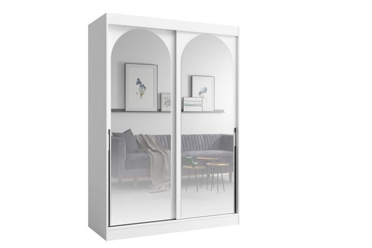 Deine Möbel 24 Schiebetürenschrank Weiß, Schwarz 150x215x65 cm