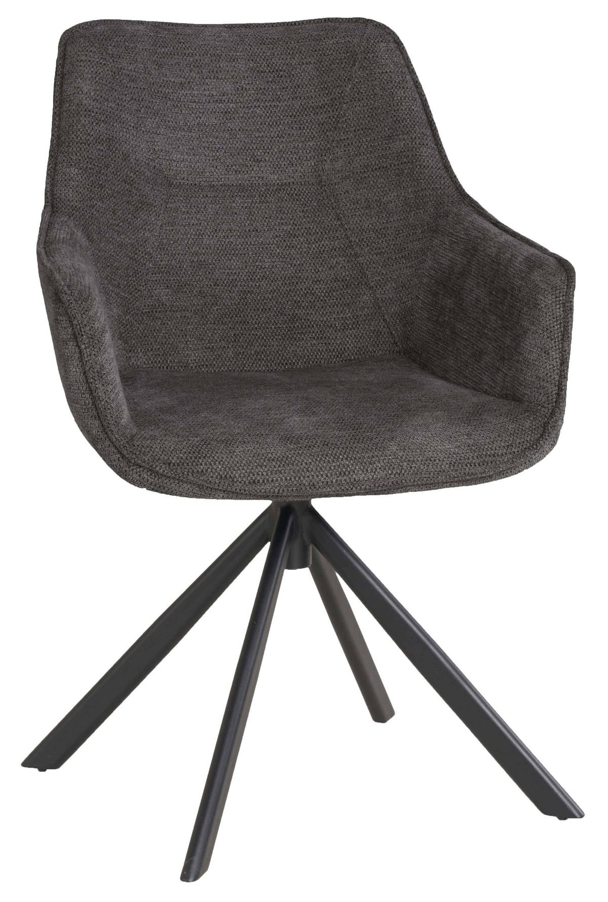 ESSZIMMERSTUHL 4er Set San Carlo grau drehbar - Schwarz/Grau, Textil/Metall (57/87/67cm) - Mr. Deko