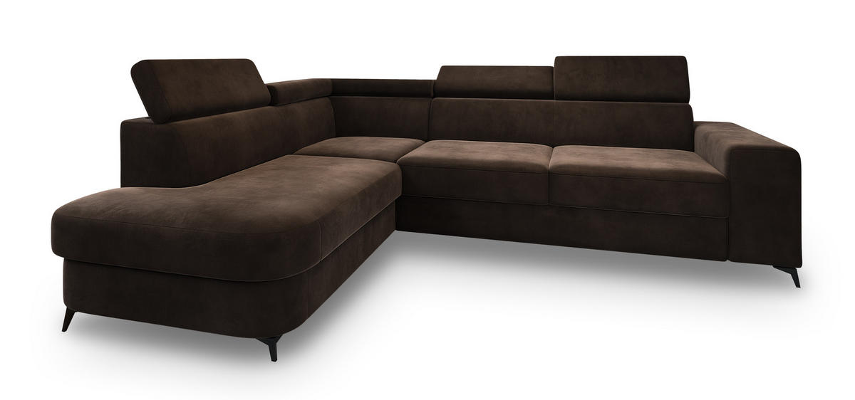 ROHOVÁ SEDAČKA ALVORO hnědá - černá/hnědá, kov/dřevo (253/190cm) - MASSENO