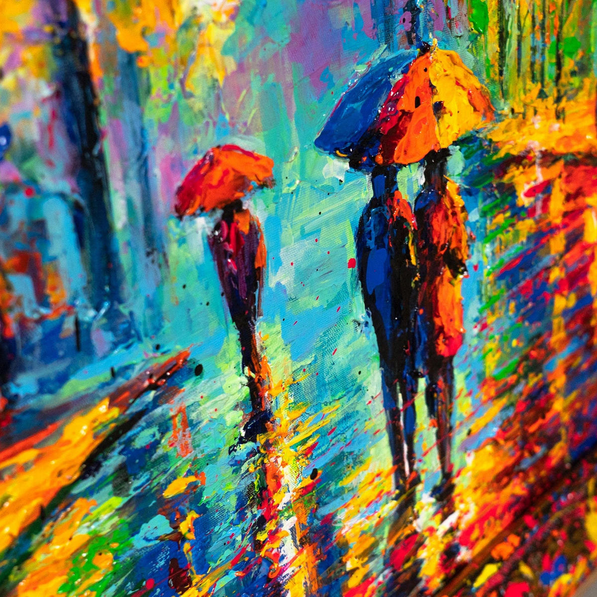GEMÄLDE Abendspaziergang Schattenfugenrahmen Gold 160x80 cm - Goldfarben, Holz (160/80cm) - YS-art gallery