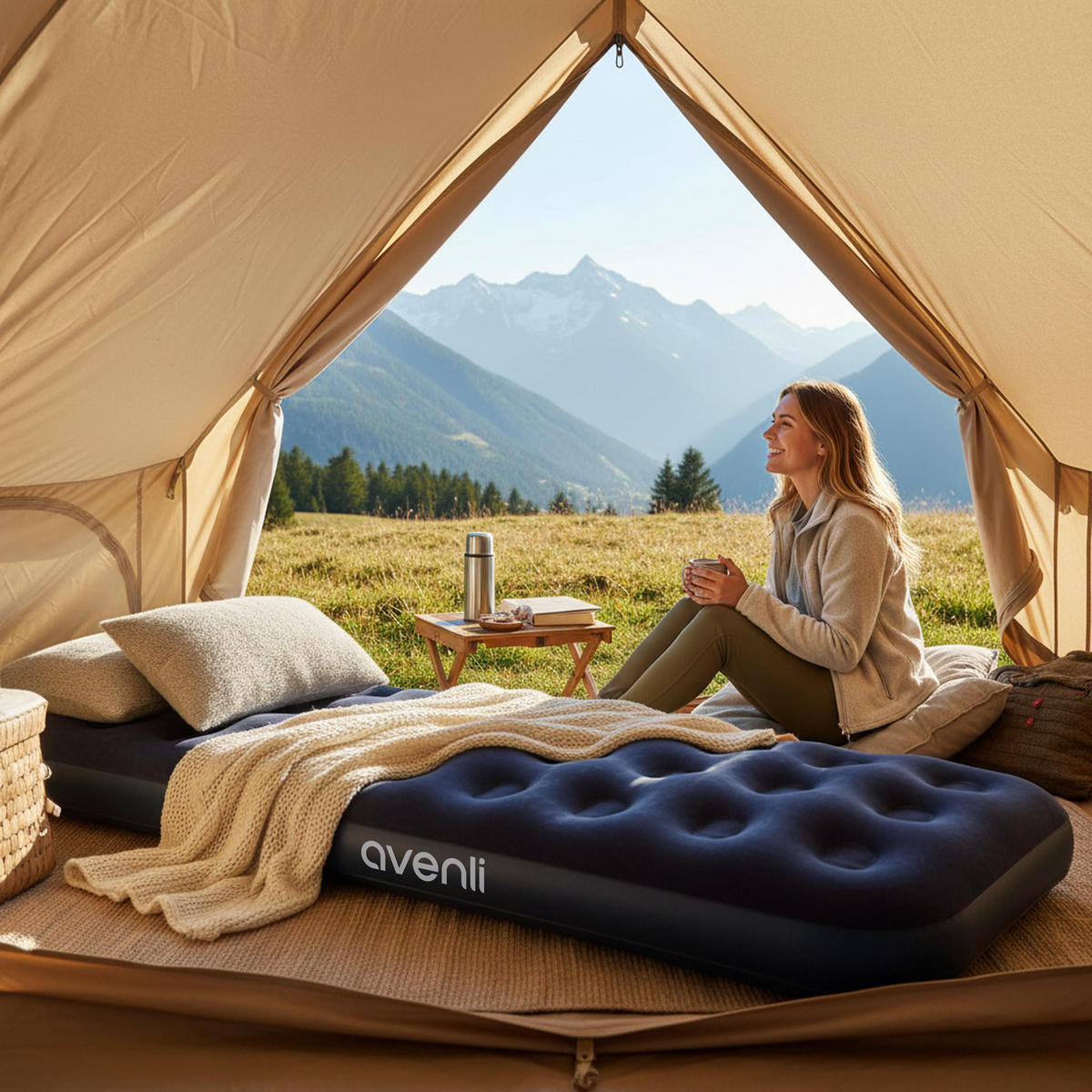 LUFTBETT Luftmatratze Camping 1 Person 191x73x22cm blau - Blau, Kunststoff (73/191cm) - Avenli