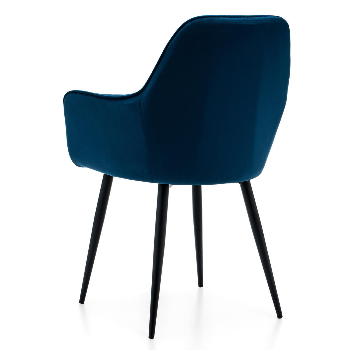 STUHL EMILIA gepolstert mit Steppung - dunkelblau - Samt Velours - Schwarz/Dunkelblau, Textil/Metall (58/90/58cm) - NEW HOME