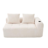 2-SITZER 158/93/61 cm Beige aus Cord mit Becherhalter - Beige, Textil (93/61/158cm) - OKMYHOME