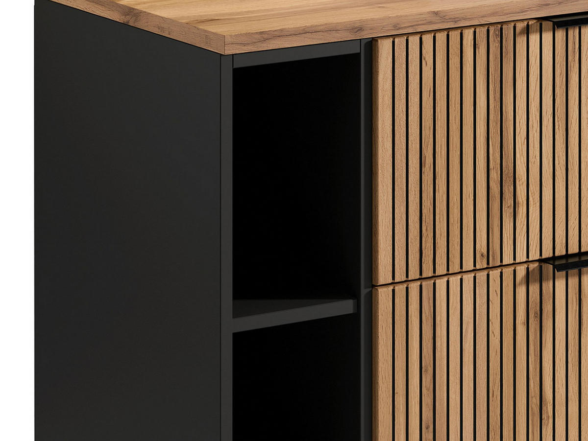 EINZELWASCHTISCH - 80cm x 46cm - MDF - schwarz, naturfarben hell - MADELA - Schwarz, Holz (80/57/46cm) - Vente-Unique