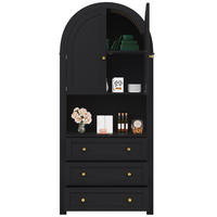 BUFFET 70/35/180 cm aus MDF mit Bogendesign und 3 Schubladen Schwarz - Schwarz, Holzwerkstoff (70/180/35cm) - Modenvie