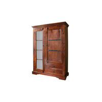 VITRINE Akazie 110x45x155 nougat lackiert OXFORD #425 - Dunkelbraun, Holz (110/155/45cm) - Massivmoebel24
