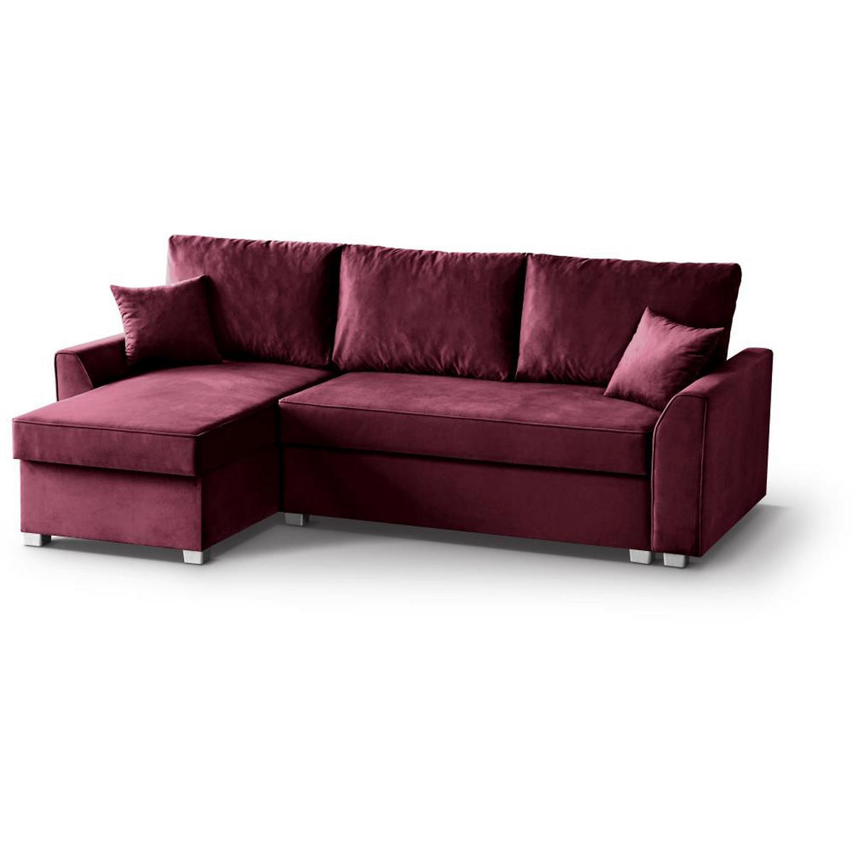 ECKSCHLAFSOFA Teramo rot - Rot/Schwarz, Kunststoff/Textil (235/150cm) - Beautysofa