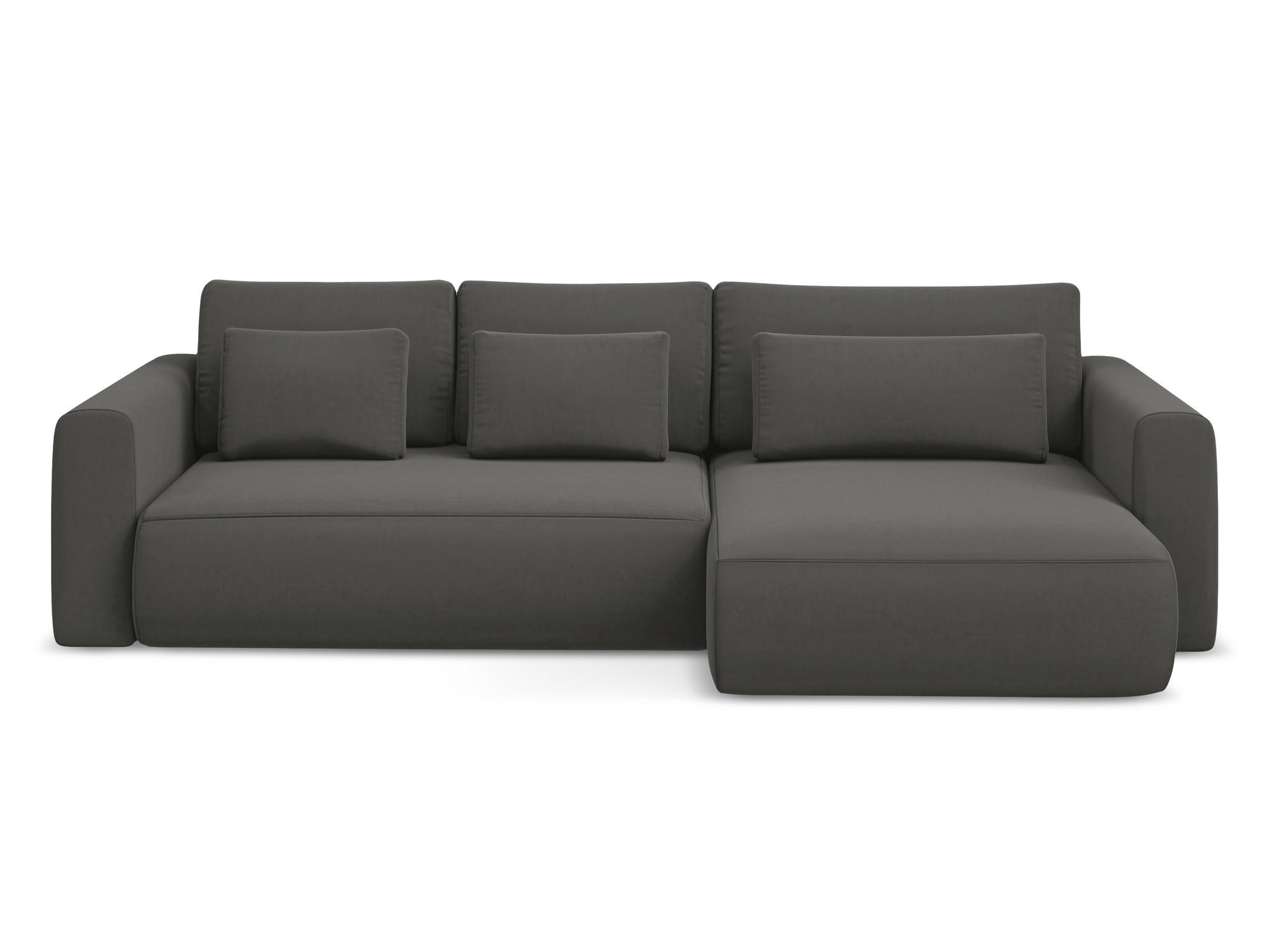 ECKSOFA mit Schlaffunktion Samt Stoff Grau - Dunkelgrau/Schwarz, Kunststoff/Textil (278/149cm) - Makamii