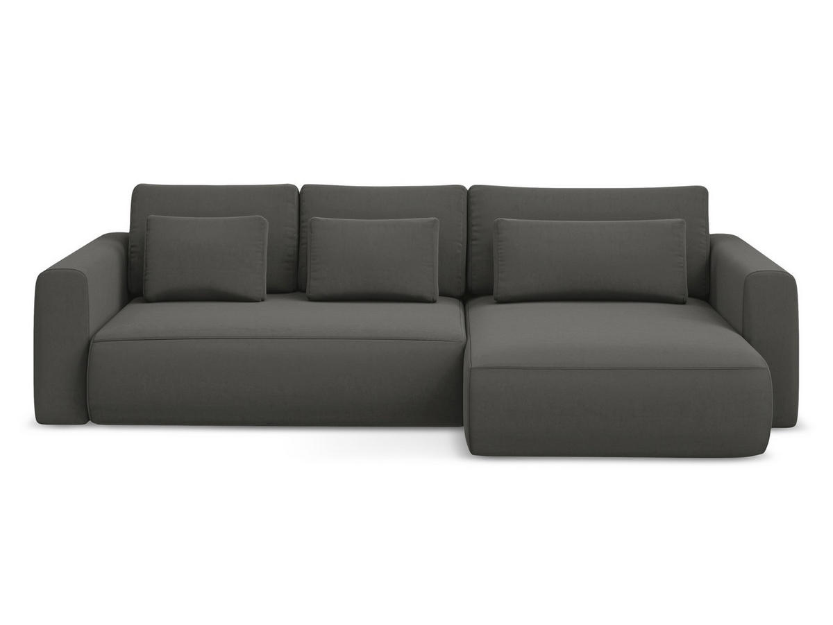 ECKSOFA mit Schlaffunktion Samt Stoff Grau - Dunkelgrau/Schwarz, Kunststoff/Textil (278/149cm) - Makamii