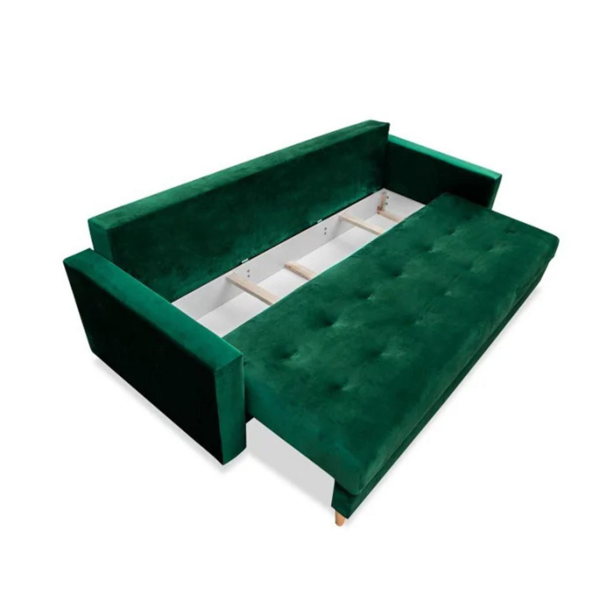 SCHLAFSOFA Brandi, Sofa mit Schlaffunktion und Bettkasten, Farbe: Grün, Veloursstoff - Grün, Textil (229/90/90cm) - Sepro Meble