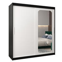 SCHWEBETÜRENSCHRANK 200/180/62 2-türig - Silberfarben/Schwarz, Holz/Kunststoff (180/200/62cm) - Abiks Möbel