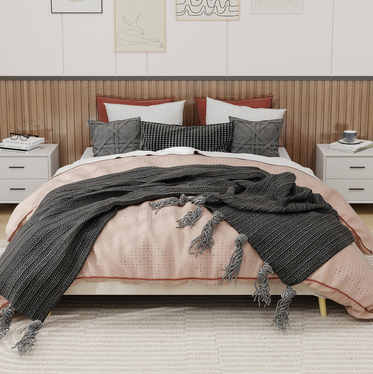 ČALÚNENÁ posteľ 160/200 cm z velúru s vysokým čelom, úložným priestorom a lamelovým roštom, Béžová - béžová, textil (160/200cm) - Redom