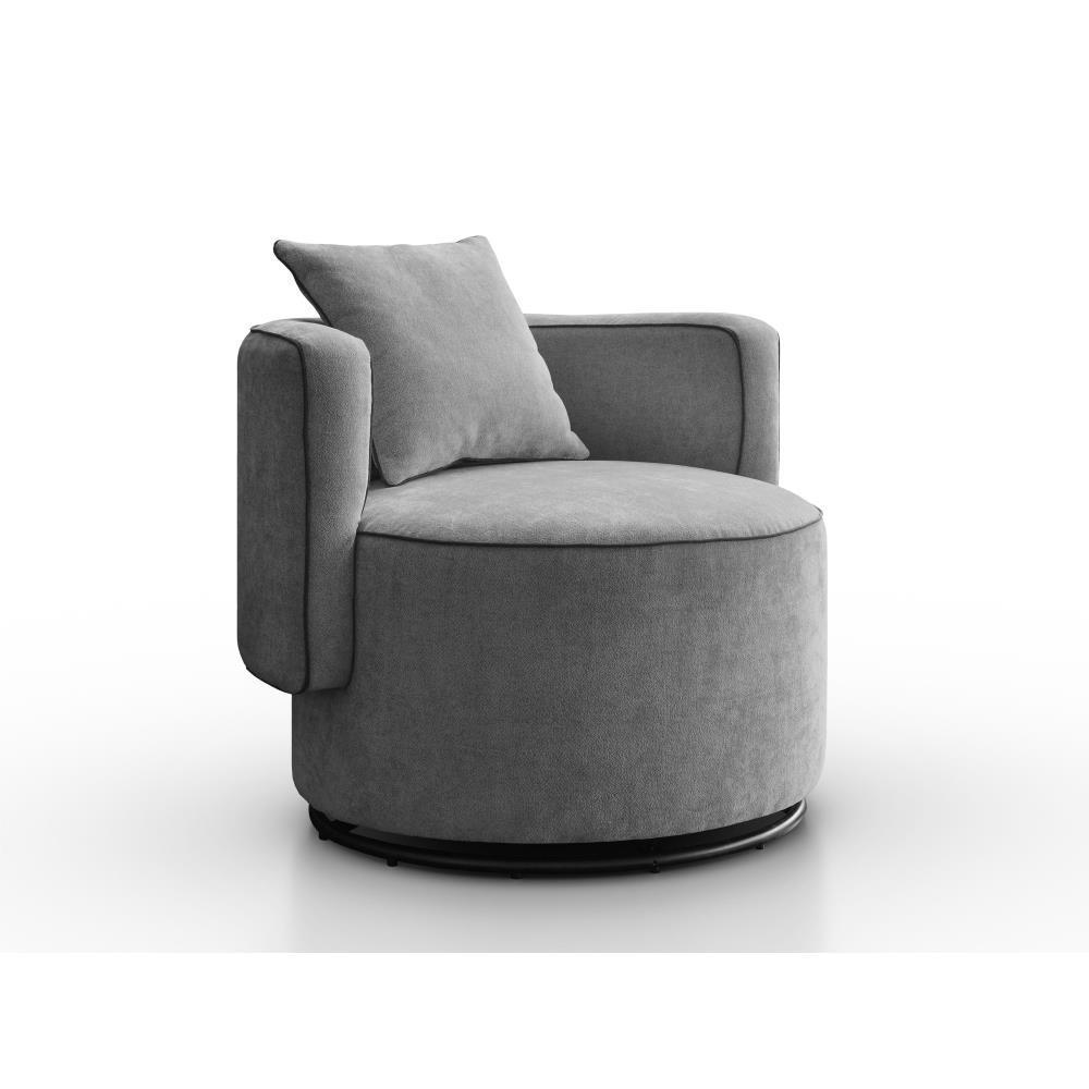 DREHSESSEL Dolce grau velour - Schwarz/Grau, Textil (90/83/90cm) - Beautysofa