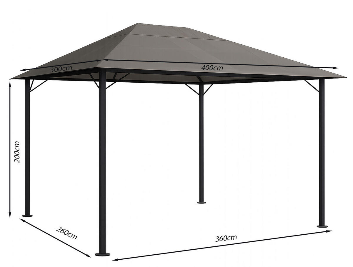 PAVILLON Nizza 3x4m Taupe - Taupe, Metall (300/263/400cm) - QUICK STAR