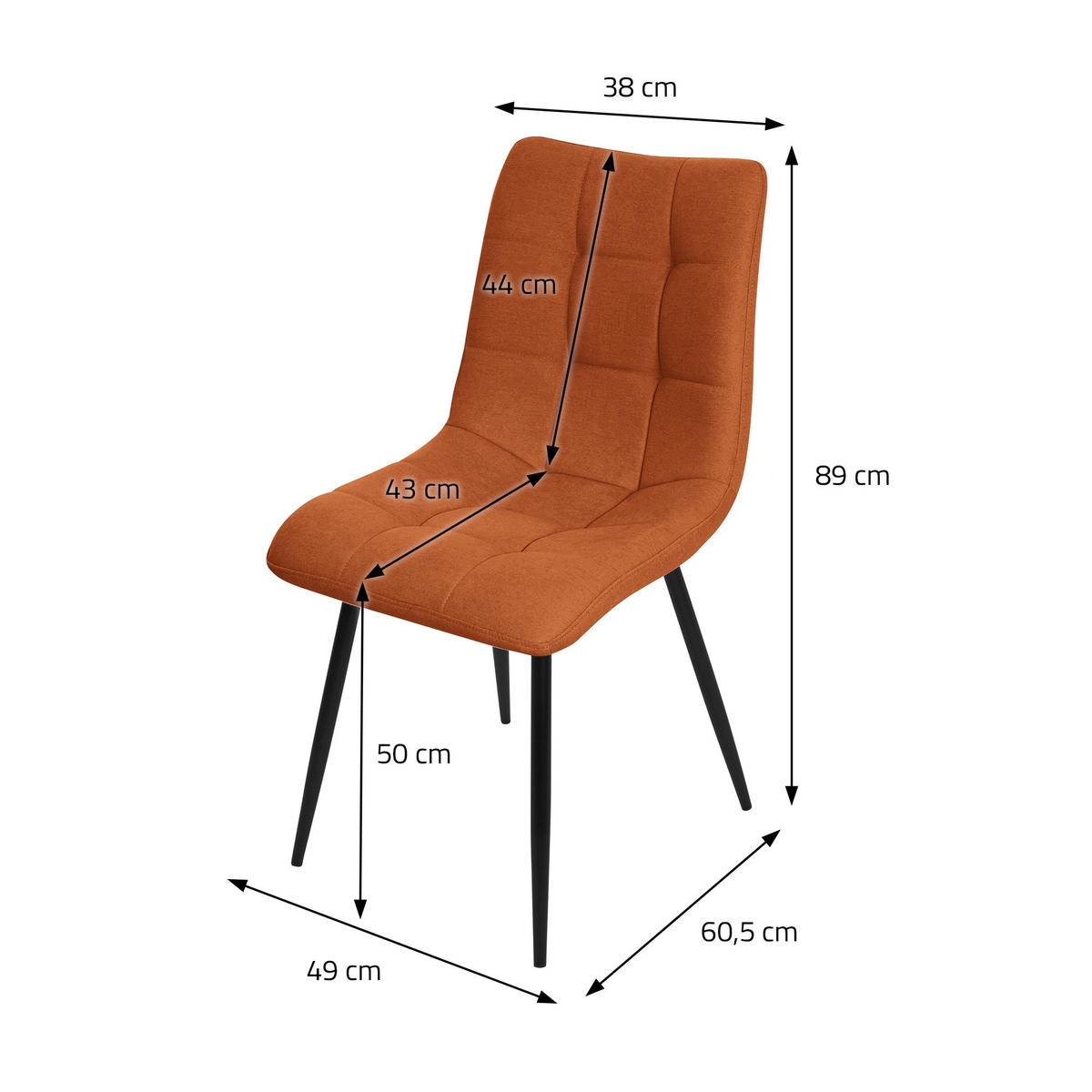 ESSZIMMERSTUHL 4er Set - Orange, Metall (49/89/60.5cm) - ML-DESIGN
