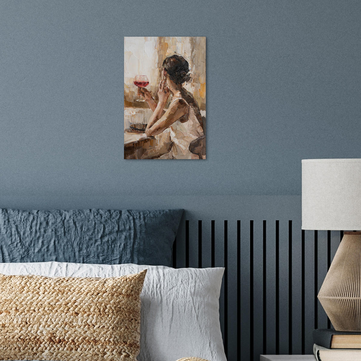 POSTER Ölgemälde - Frau - Wein 20x30 cm - Hellbraun, Papier (20/30/0.1cm) - MuchoWow
