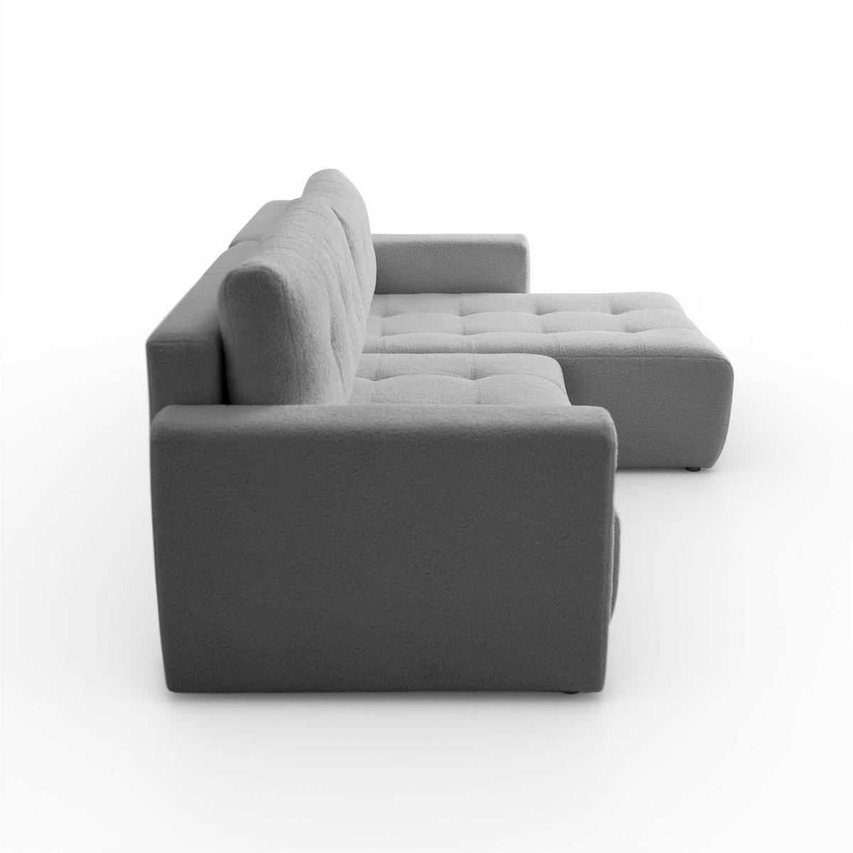 ECKSOFA VIENNA Stil Bettkasten und Funktionalität Bouclé Grau Rechts - Grau, Holz (261/143cm) - Kaiser Möbel
