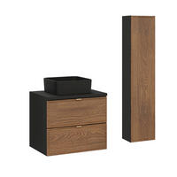 BADMÖBEL 60.2cm Elena 2er-Set Holz und Schwarz - Schwarz, Holzwerkstoff (60.2/52/46cm) - Petits-meubles