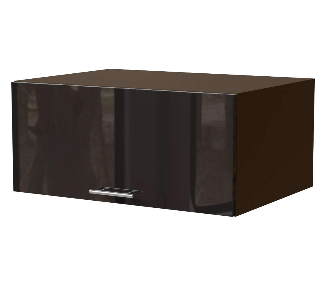 AUFSATZSCHRANK Essen W6B/80 Schwarz Hochglanz / Lava Matt 80 / 59 / 36cm - Schwarz Hochglanz/Dunkelgrau, Holz/Holzwerkstoff (80/36/59cm) - Feldmann-Wohnen