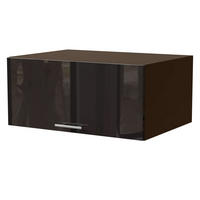 AUFSATZSCHRANK Essen W6B/80 Schwarz Hochglanz / Lava Matt 80 / 59 / 36cm - Schwarz Hochglanz/Dunkelgrau, Holz/Holzwerkstoff (80/36/59cm) - Feldmann-Wohnen