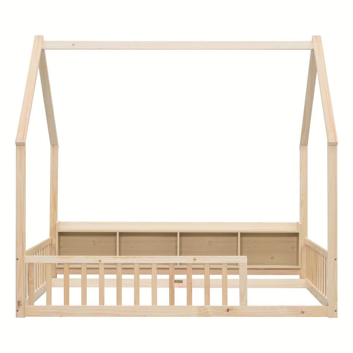 HAUSBETT 140/200 cm mit Ablagefächern, DE-41877, in Natur - Naturfarben, Holz (140/200cm) - ComfortXL