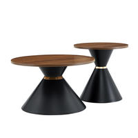 COUCHTISCH-SET DE-37439 2er-Set konusförmig mit Walnussoptik Schwarz - Walnussfarben, Metall (50/50/50.5cm) - ComfortXL
