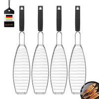 FISCH-GRILLHALTER, schwarz - Edelstahlfarben, Metall (10/54.5/2.5cm) - bremermann