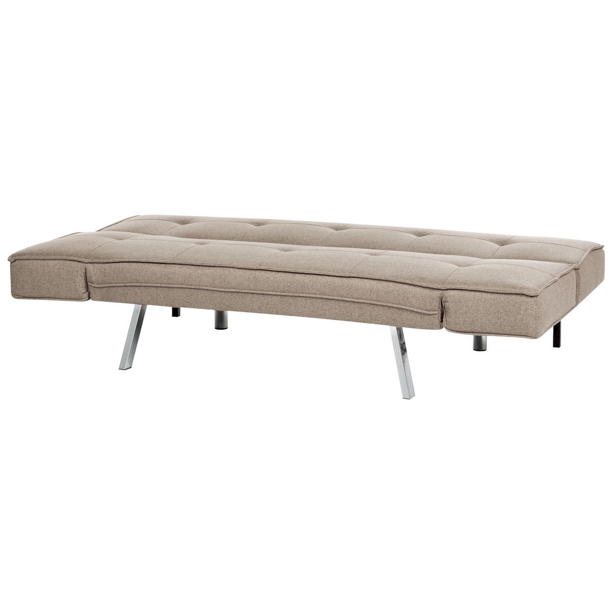 3-SITZER-SCHLAFSOFA Leinenoptik braun/silber Bristol - Silberfarben/Braun, Textil (180/84/93cm) - Beliani