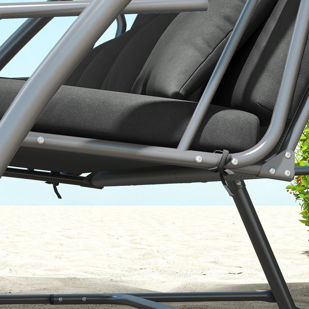 BANKAUFLAGE aus Polyester 170x100x8 cm in Dunkelgrau mit 6 Bändern - Dunkelgrau, Textil (100/8/170cm) - Modfu