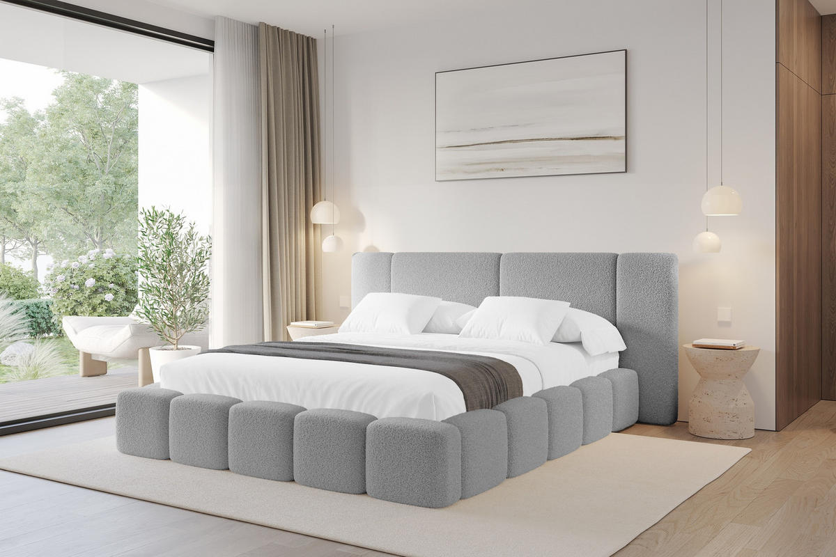 POLSTERBETT mit Bettkasten und Lattenrost, Bett mit Matratze H3/H4 - NILO 140x200 Hellgrau - Taupe, Holzwerkstoff/Textil (140/200cm) - ALTDECOR