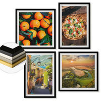 WANDBILDER 4er-Set - 50x50 cm & 40x60 cm Schwarzer Rahmen - Italienische Flüsse, Hügel, Straße - Schwarz, Kunststoff (50/50cm) - ArtPrintCave