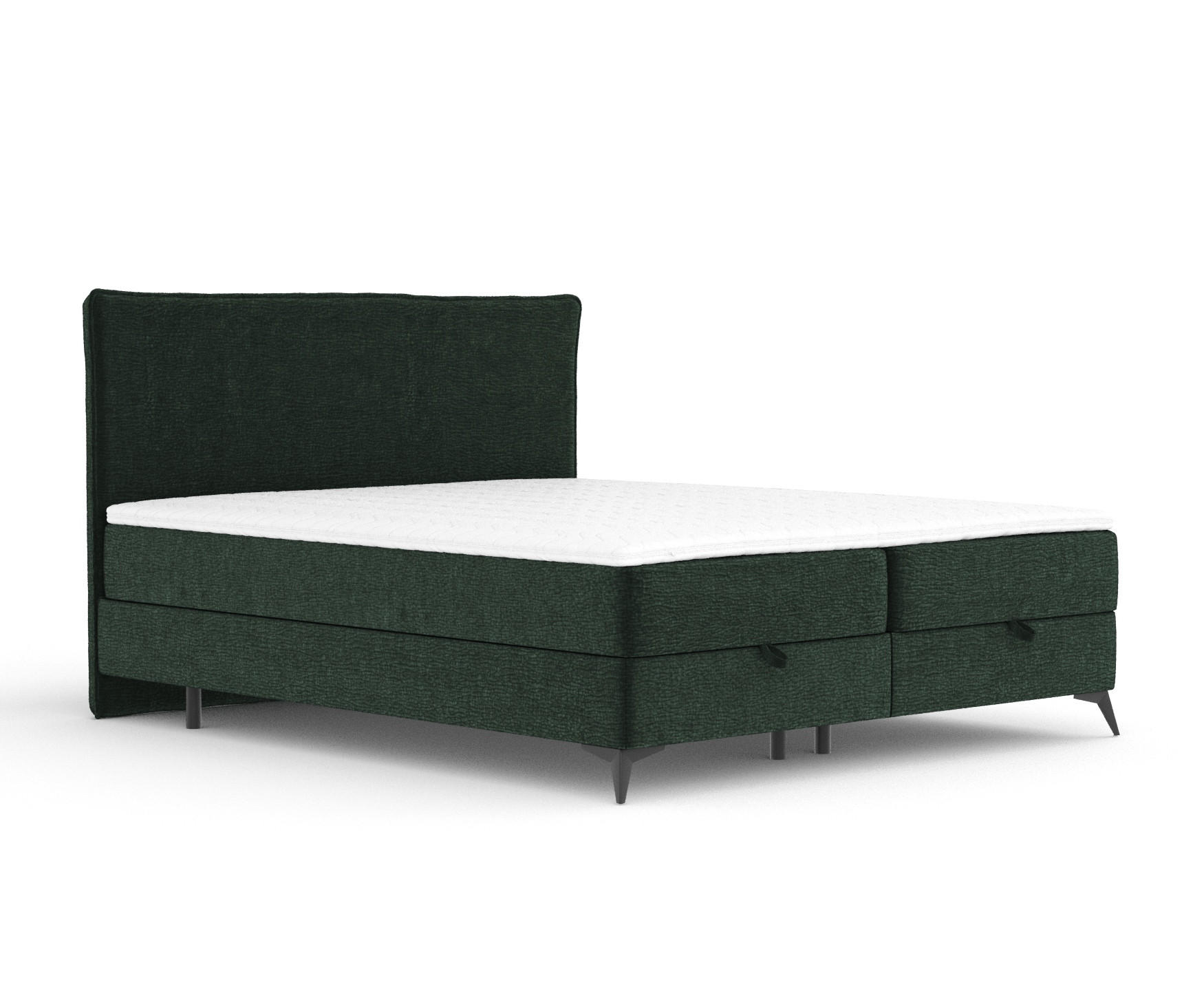 BOXBETT Peru Dunkelgrün 160/200 cm im Chenille-Stoff - Dunkelgrün/Schwarz, Holz/Holzwerkstoff (160/200cm) - Maison de Reve