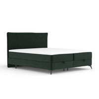 BOXBETT Peru Dunkelgrün 120/200 cm im Chenille-Stoff - Dunkelgrün/Schwarz, Holz/Holzwerkstoff (140/200cm) - Maison de Reve