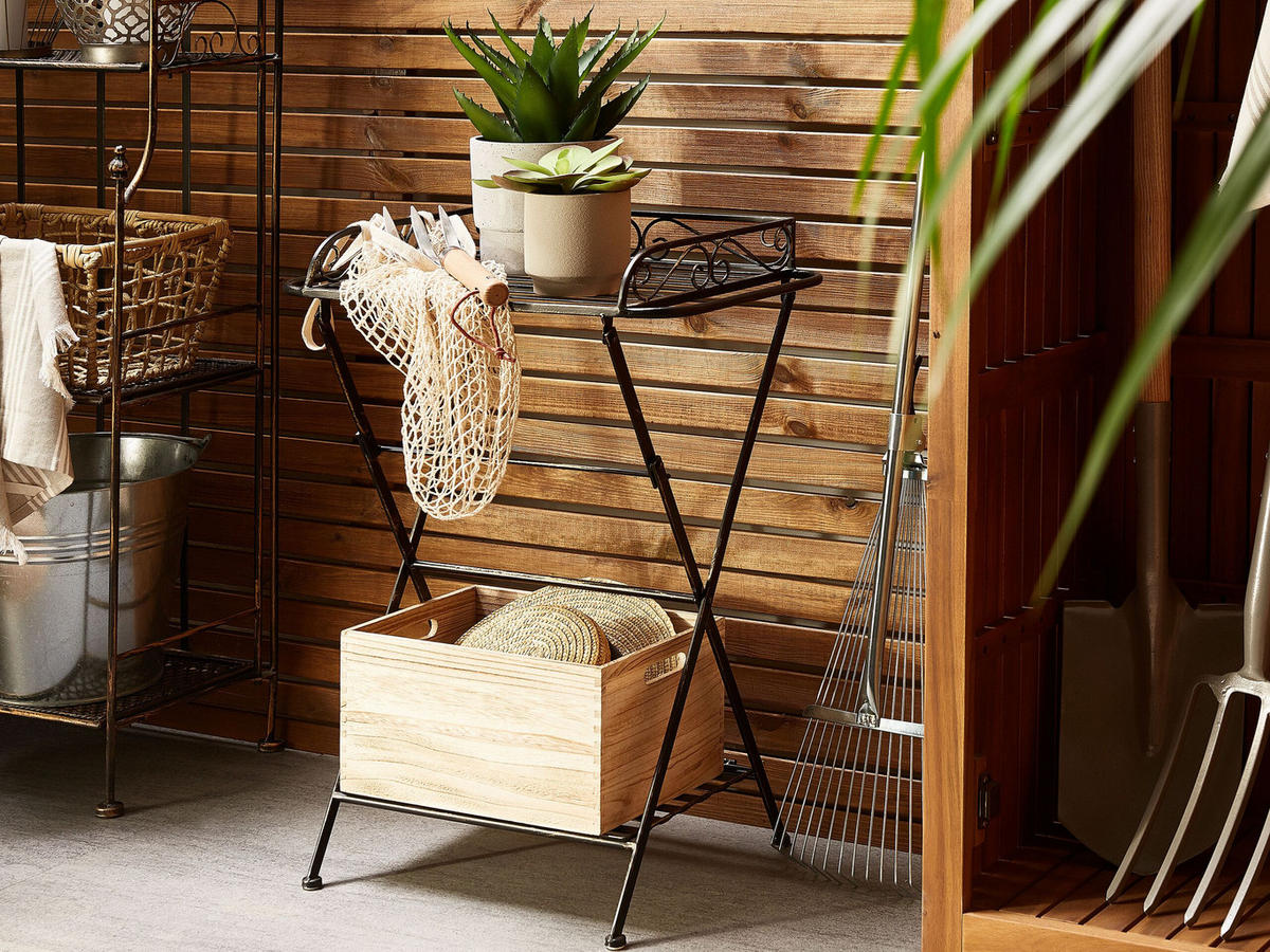 GARTENTISCH Metall Schwarz Ancud - Schwarz, Metall (35/53/73cm) - Beliani