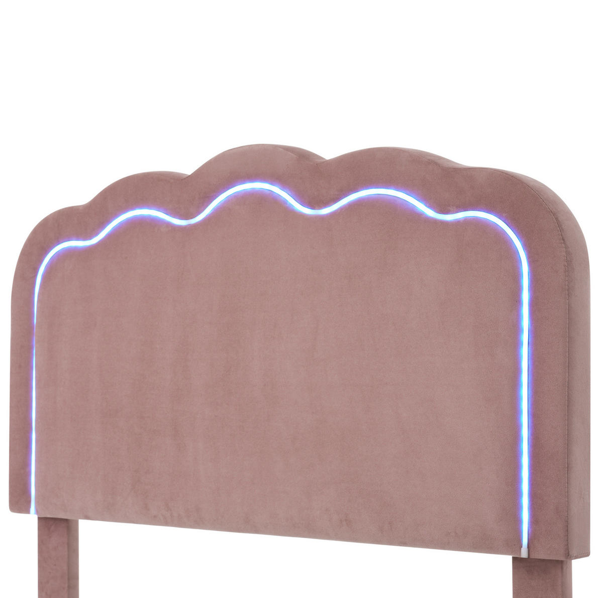 POLSTERBETT aus Samt 90x200 cm Rosa mit LED-Beleuchtung und verstellbarem Kopfteil - Rosa, Textil (90/200cm) - IVMEU
