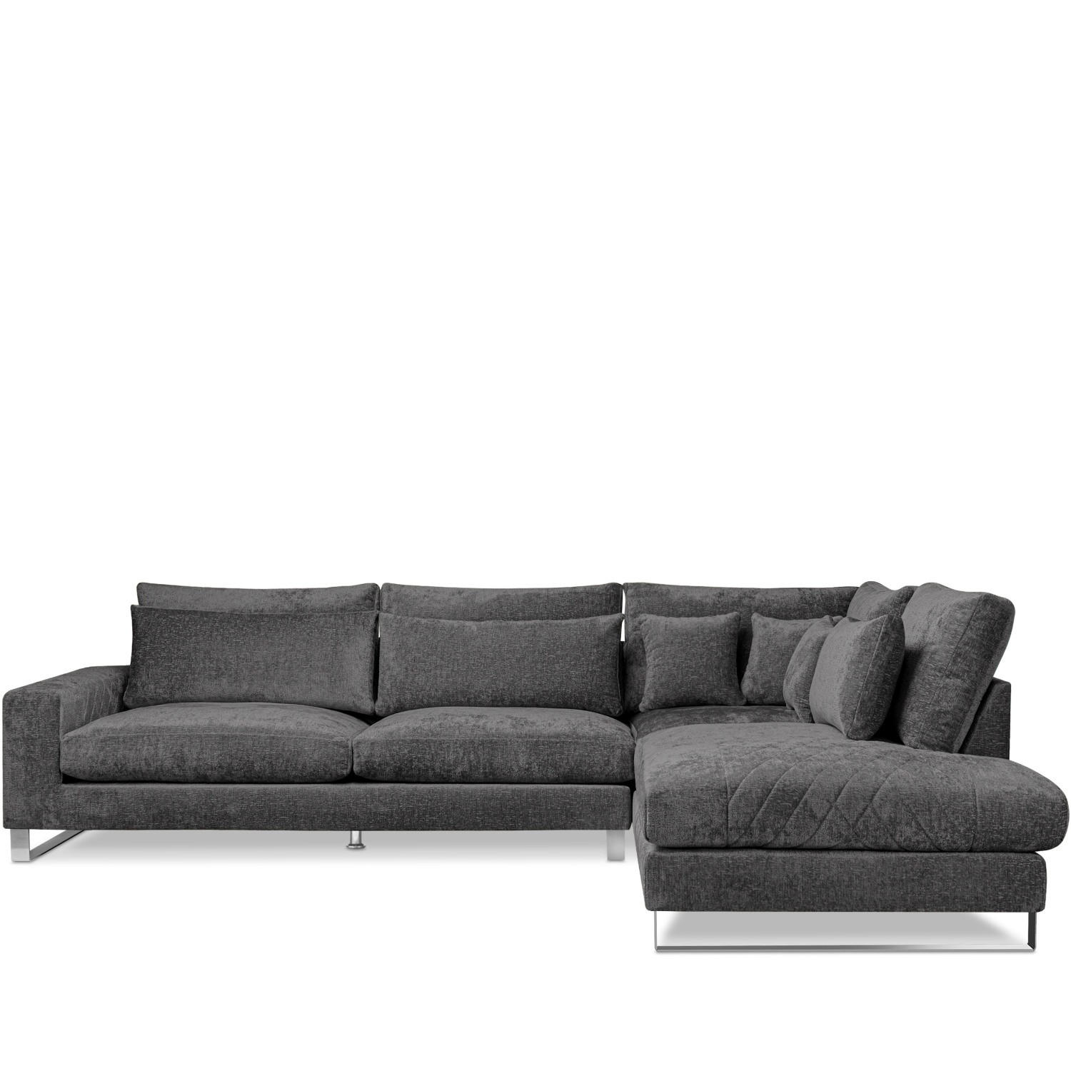 ECKSOFA RECHTS BRENTIS Chenille-Stoff, Grau - Grau, Textil (314/224cm) - KONSIMO®