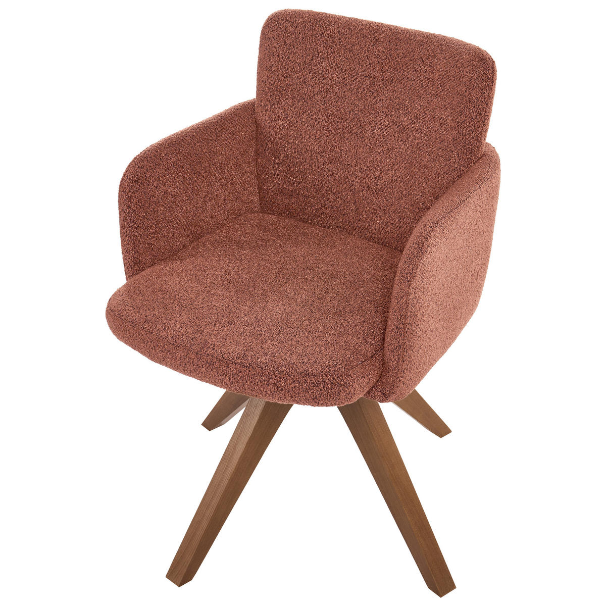 ESSZIMMERSTUHL 2er Set drehbar Bouclé Orange Evelyn - Orange/Braun, Holz/Textil (64/80/64cm) - Beliani