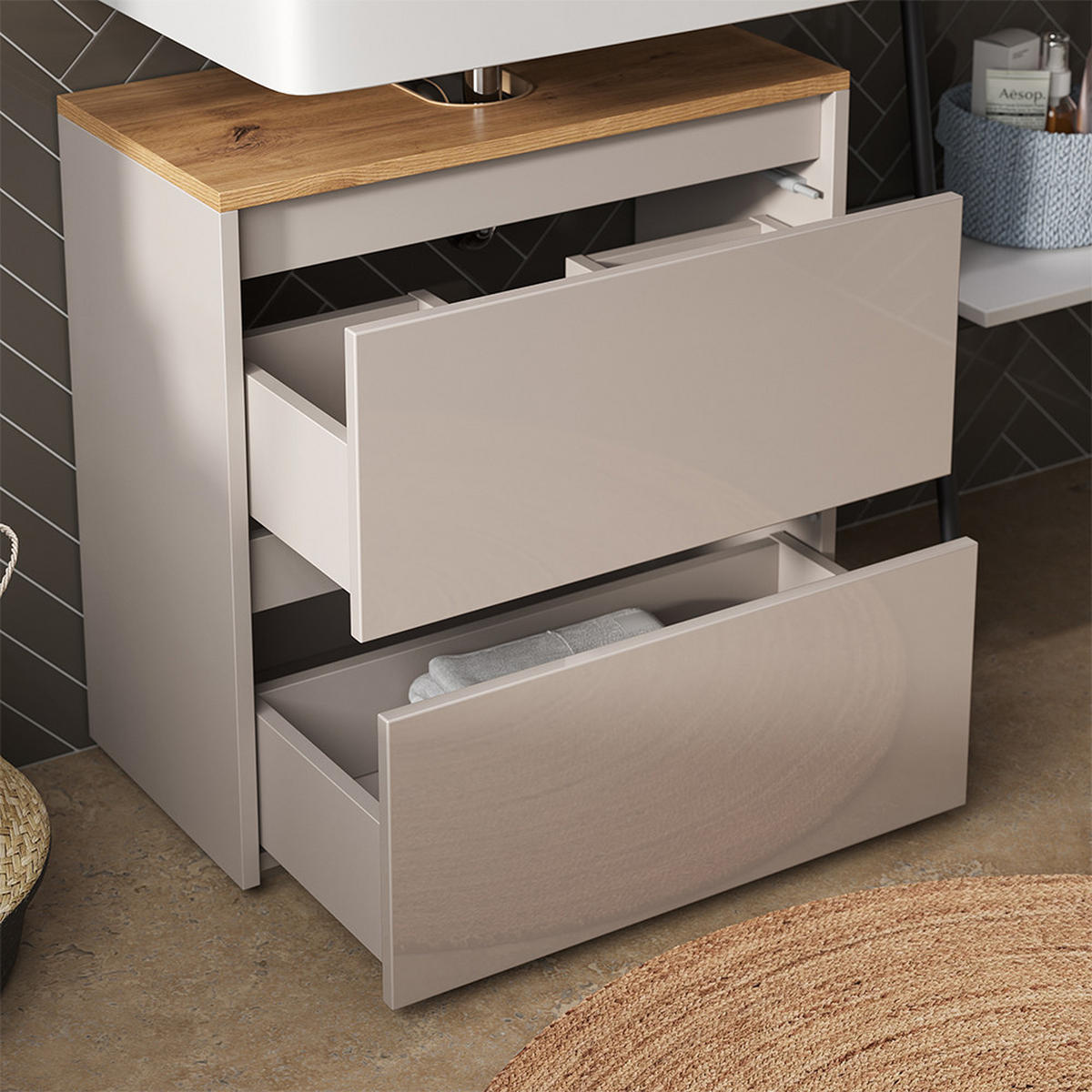 Kaschmir/Hellgrau, Holzwerkstoff (60.1/62/30.1cm) - Vicco