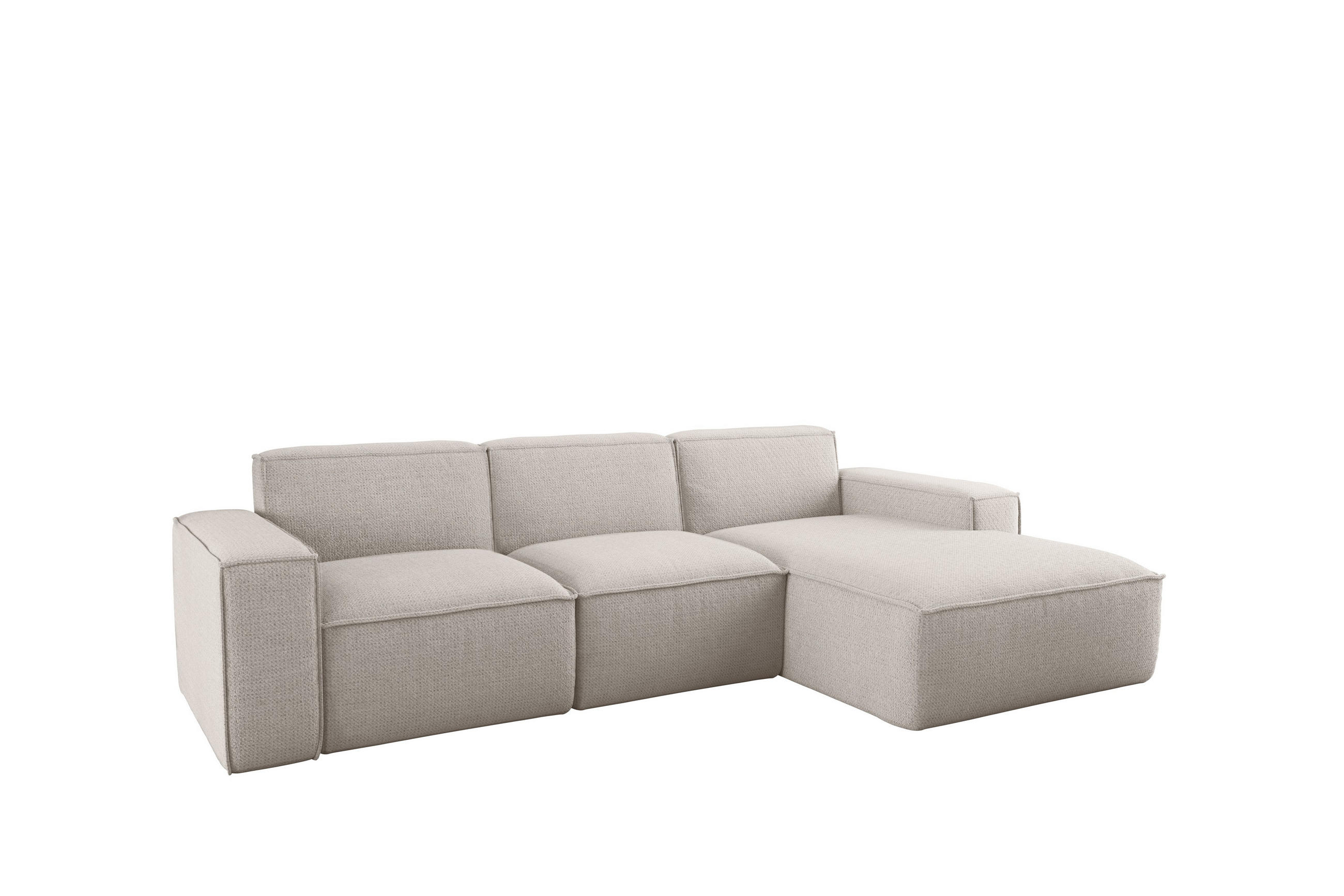 ECKSOFA L-Form Siena Stoff Artico Nata Rechts - Ecru, Holz (266/165cm) - Kaiser Möbel