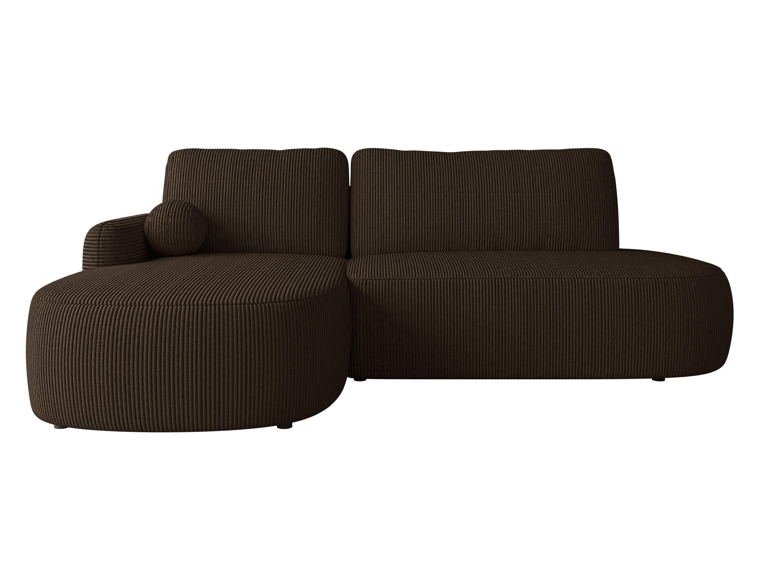 ECKSOFA Loridu O Cord, Seite: Links - Schwarz/Braun, Holz/Kunststoff (274/174cm) - MIRJAN24