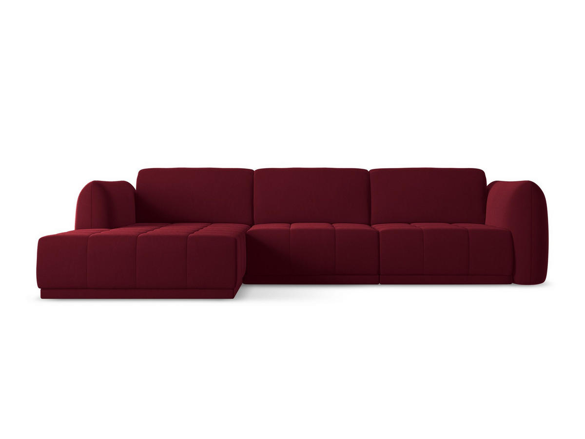 ECKSOFA Links Samt Stoff Rot - Bordeaux/Rot, Kunststoff/Textil (170/290cm) - Makamii