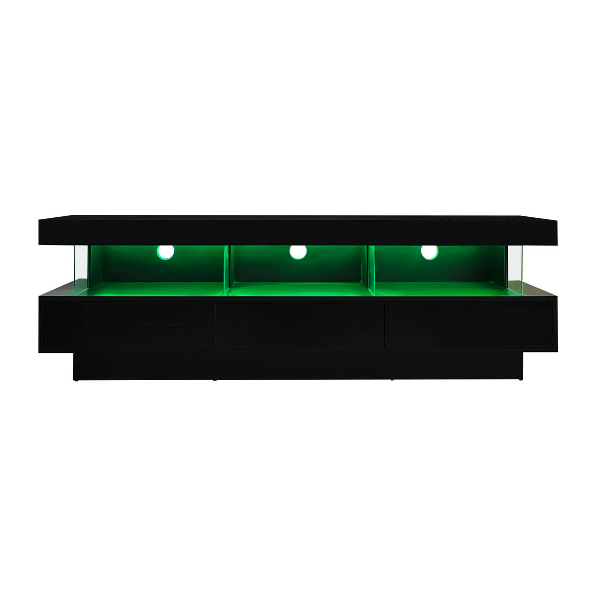 TV-SCHRANK in Schwarz Hochglanz mit 3 Glasablagen und LED 160/38/50.5 cm - Schwarz, Holzwerkstoff (160/50.5/38cm) - Redom