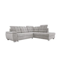 ECKSOFA LOTTA L-förmig Bettkasten verstellbare Kopfstützen hochwertige Verarbeitung lose Rückenkissen freistehend RECHTS 258x212x106cm Stainless steel - Edelstahlfarben, Holz/Textil (258/212cm) - DomoHome