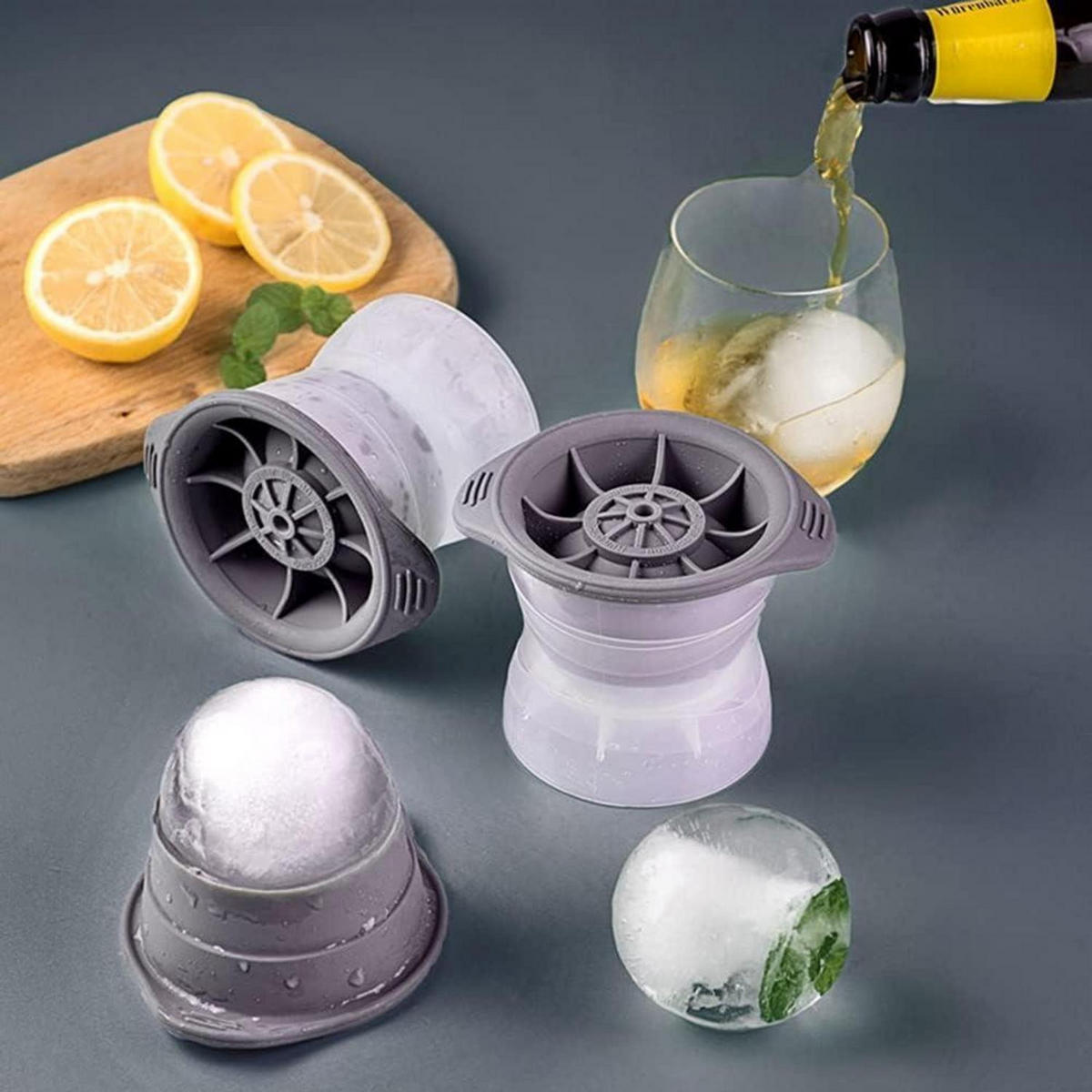 EISWÜRFELFORM 4-teiliges Set 6 cm - Grau, Kunststoff (15/10/21cm)