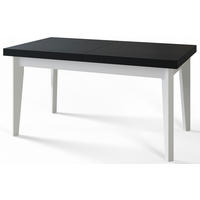 ESSZIMMERTISCH SKANDI, ausziehbarer Tisch: 140-180X80X78 cm, Farbe: Schwarz, mit Holzbeinen in Farbe Weiß - Schwarz/Weiß, Holzwerkstoff (140/80/78cm) - Alpi-Möbel