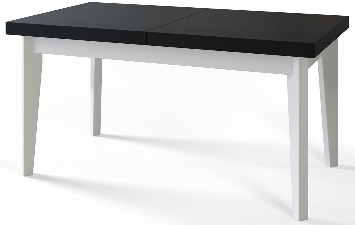 ESSZIMMERTISCH SKANDI, ausziehbarer Tisch: 140-180X80X78 cm, Farbe: Schwarz, mit Holzbeinen in Farbe Weiß - Schwarz/Weiß, Holzwerkstoff (140/80/78cm) - Alpi-Möbel